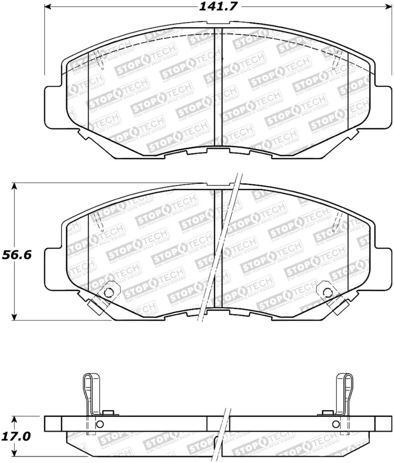 StopTech Sport Brake Pads w Shims and Hardware Front