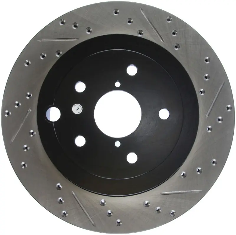 StopTech 08+ Subaru STI (Will Not Fit 05 07) Slotted & Drilled Sport Brake Rotor