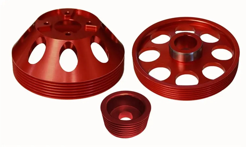 Torque Solution Lightweight WP Crank Alt Pulley Combo (Red): Hyundai Genesis Coupe 3.8 2010+