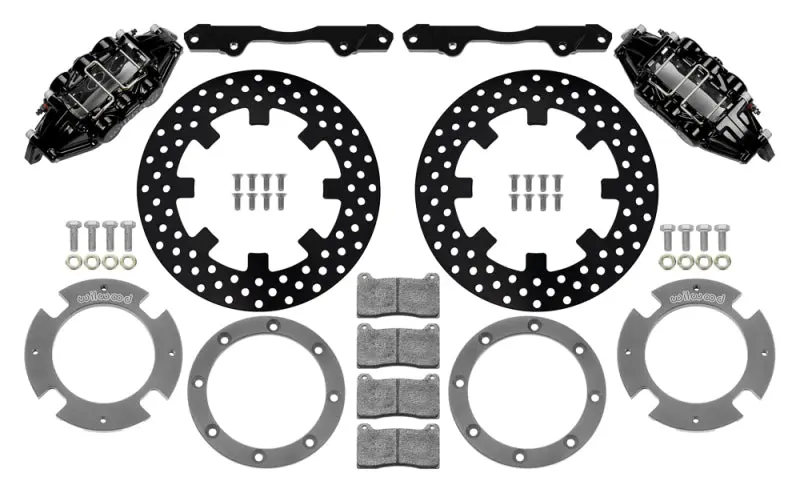 Wilwood 17 21 Can Am X3RS Black 6 Piston Front Kit 11.25in Drilled Rotors