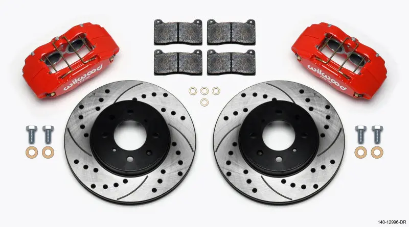 Wilwood DPHA Front Caliper & Rotor Kit Drill Red Honda Acura w 262mm OE Rotor