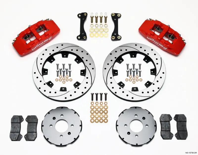 Wilwood Dynapro 6 Front Hat Kit 12.19in Drilled Red 90 99 Civic w 240 mm Disc