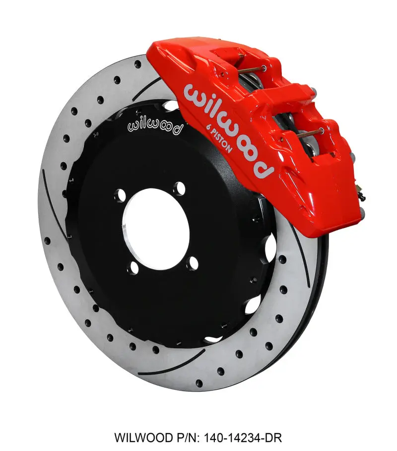Wilwood Dynapro 6 Front Hat Kit 12.88in Drilled Red 2016 Up Mazda MX5 Miata w Lines