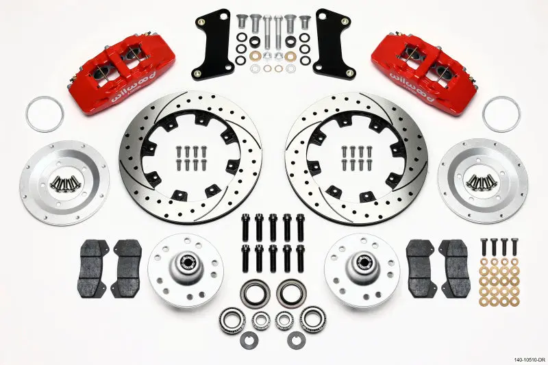 Wilwood Dynapro 6 Front Hub Kit 12.19in Drilled Red 67 69 Camaro (*Line Kit Needed*)