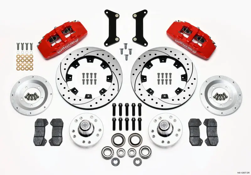 Wilwood Dynapro 6 Front Hub Kit 12.19in Drilled Red 79 87 GM G Body