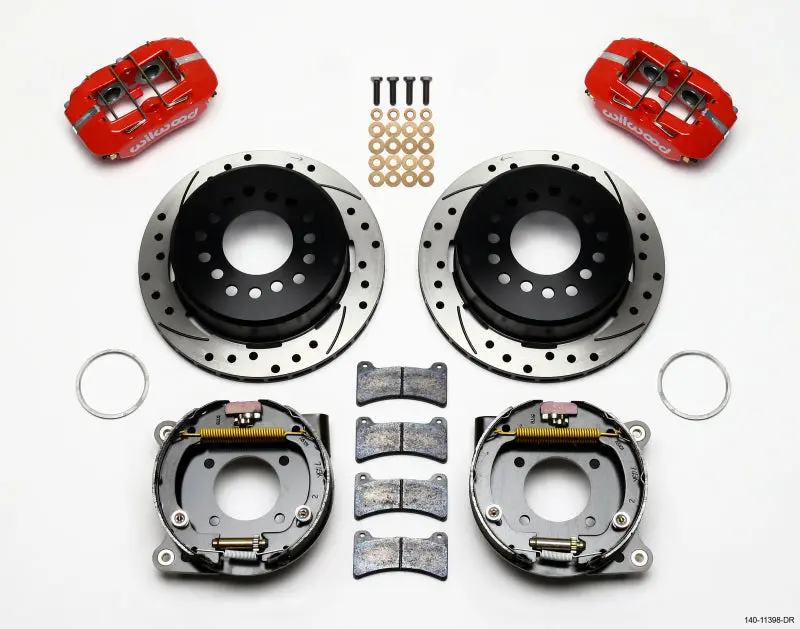 Wilwood Dynapro Low Profile 11.00in P Brake Kit Drill Red Chevy 12 Bolt 2.75in Off w C Clips
