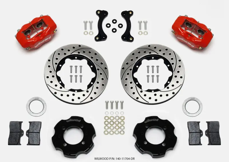 Wilwood Forged Dynalite Front Hat Kit 11.00in Drilled Red 95 05 Miata
