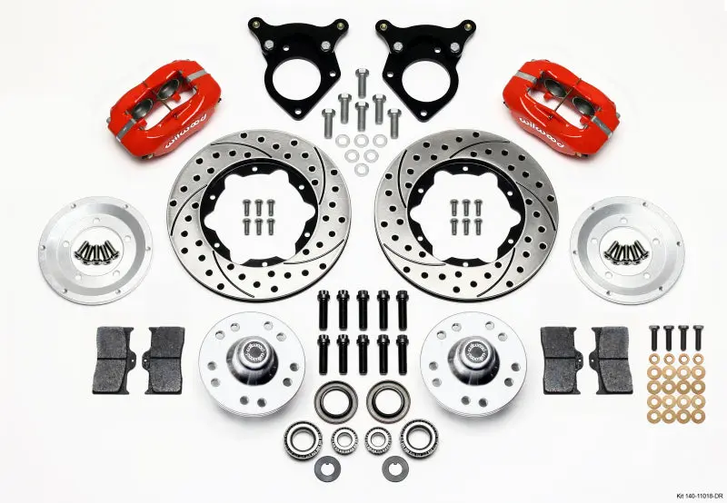 Wilwood Forged Dynalite Front Kit 11.00in Drilled Red 87 93 Mustang 5 Lug