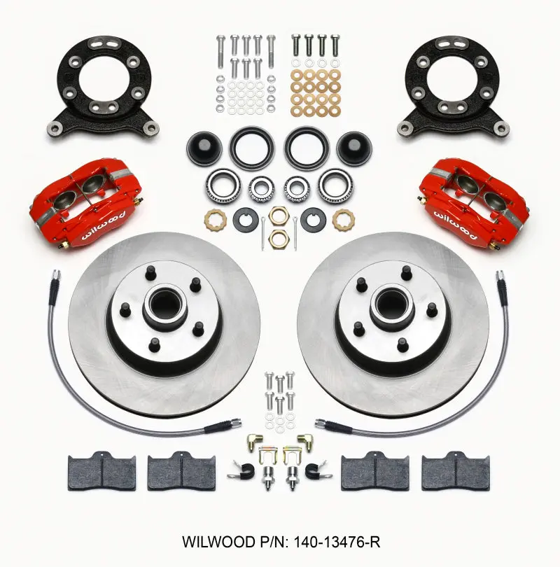 Wilwood Forged Dynalite M Front Kit 11.30in 1 PC Rotor&Hub Red 1965 1969 Mustang Disc & Drum Spindle