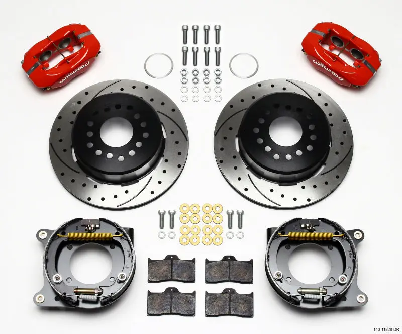 Wilwood Forged Dynalite P S Park Brake Kit Drill Red Impala 59 64 Corvette 57 62