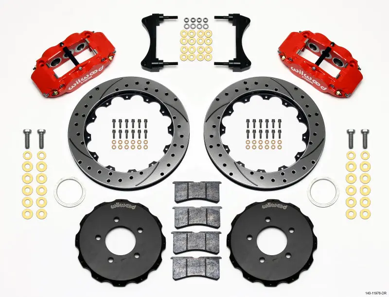Wilwood Narrow Superlite 6R Front Hat Kit 12.88in Drill Red 2006 Up Civic CRZ