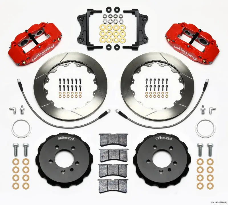 Wilwood Narrow Superlite 6R Front Hat Kit 12.88in Red 06 12 Volkswagen GTI w Lines