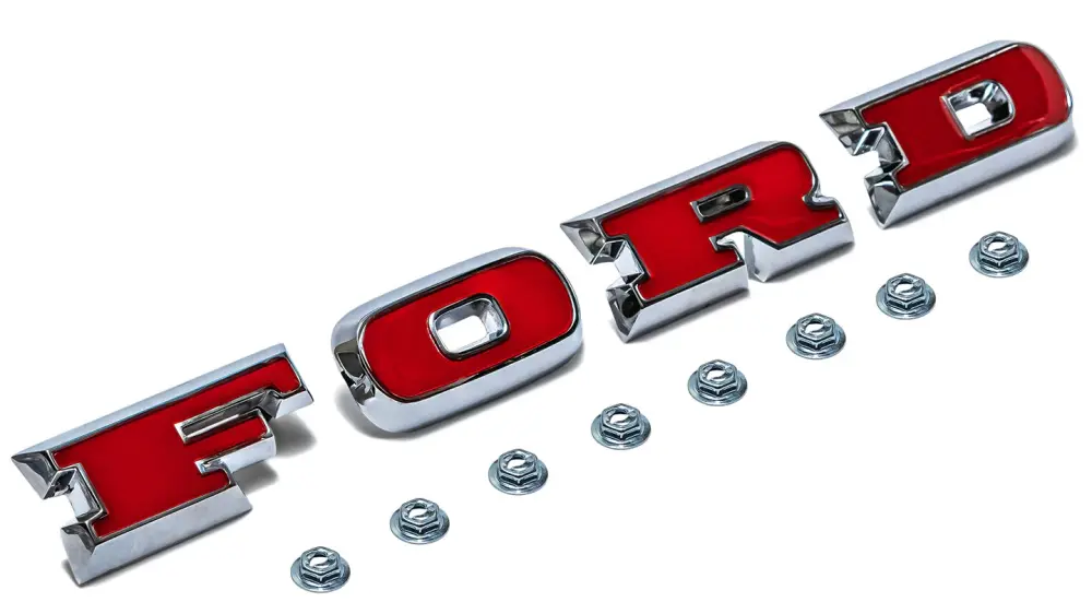 Ford Grille Letters - OE-Style, Ruby Plastic Inserts
