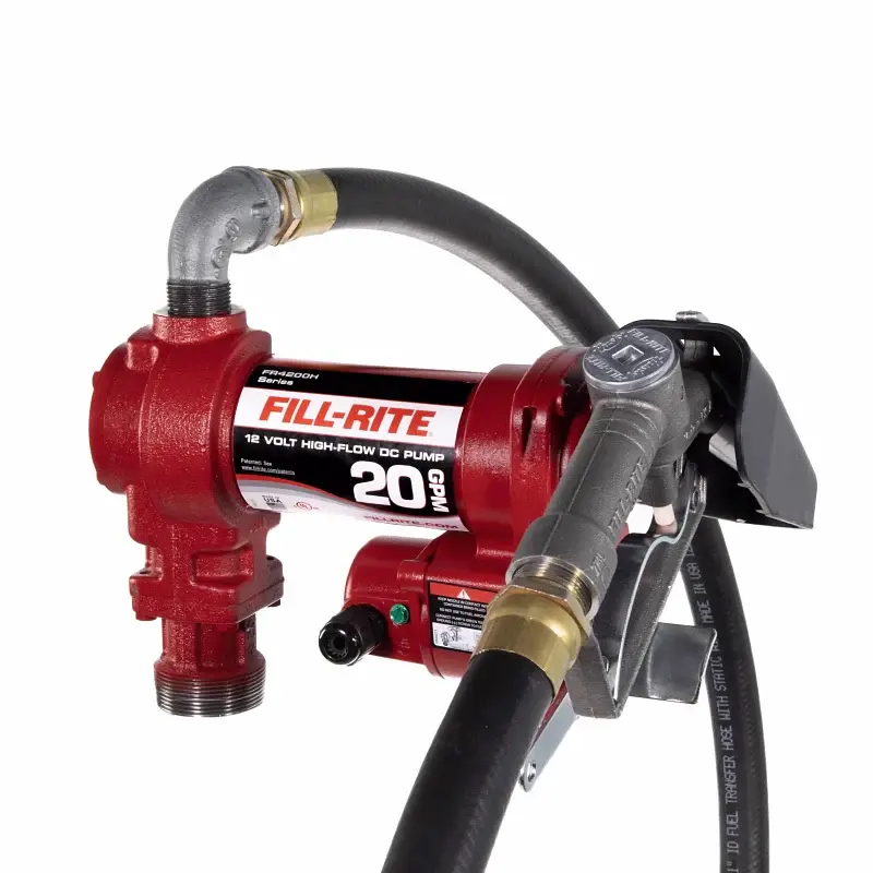 Fill-Rite FR4210G/FR4210D High-Flow Pump, Motor: 1/4 hp, 12 VDC, 19 , 30 min Duty Cycle, 20 to 34 L Suction Tube