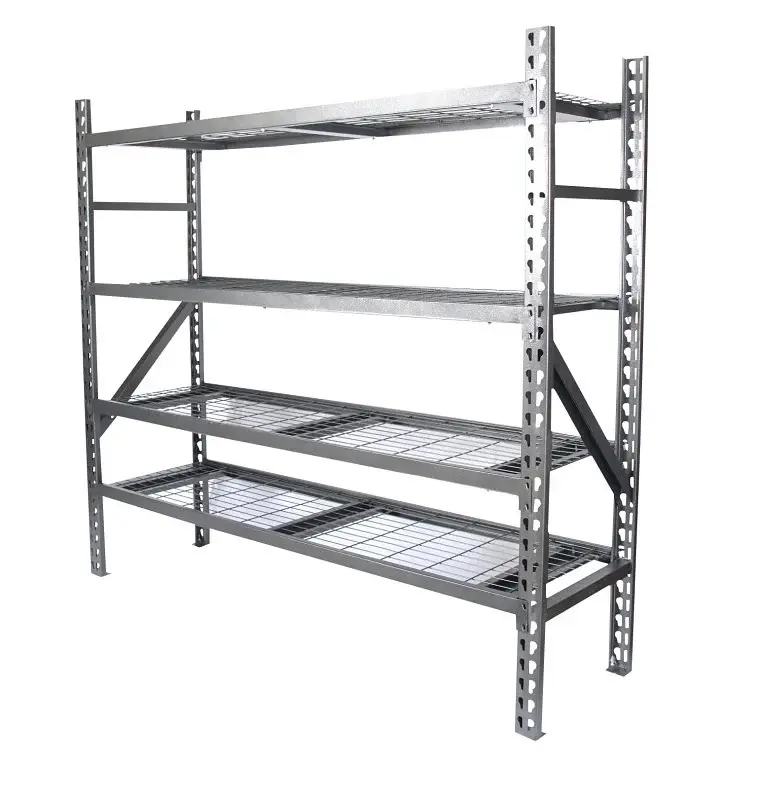ProSource 9637 Heavy-Duty Boltless Shelving, 10,000 lb Capacity, 4-Shelf, 78 OAW, 22 OAD, 72 OAH, Taupe