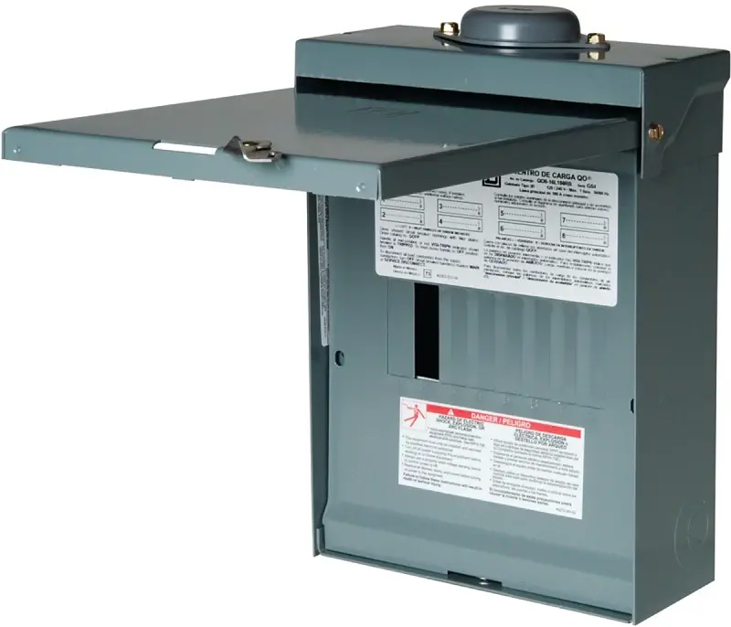 Square D QO QO816L100RBCP Load Center, 100 , 8 -Space, 16 -Circuit, Central Lug, NEMA 3R Enclosure, Plug Mounting