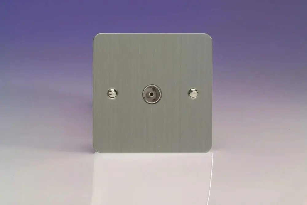 Varilight 1-Gang TV Plug Socket, Co-Axial Textured Steel XFS8