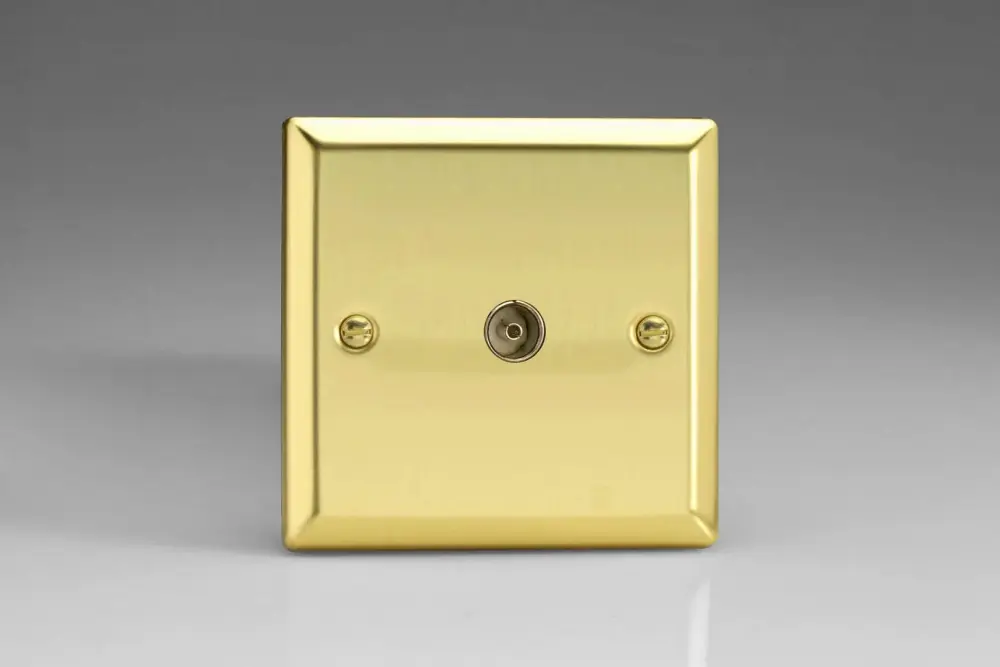 Varilight 1-Gang TV Plug Socket, Co-Axial Victorian Warm alloy XV8