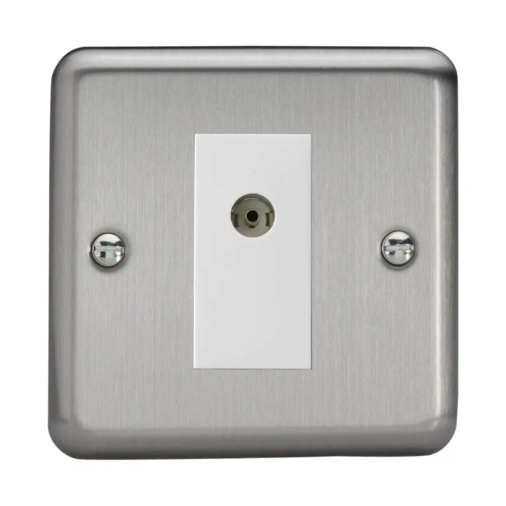 Varilight 1-Gang TV Plug Socket, Isolated Co-axial Matt Chromium XS8ISOW