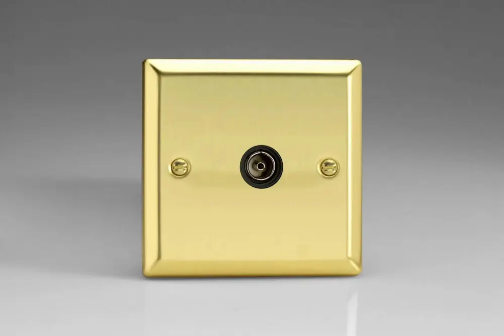 Varilight 1-Gang TV Plug Socket, Isolated Co-axial Victorian Warm alloy XV8ISOB