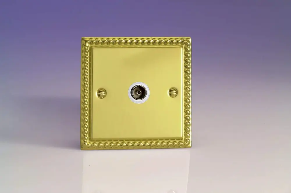 Varilight 1-Gang TV Plug Socket, Isolated Co-axial Georgian Warm alloy XG8ISOW