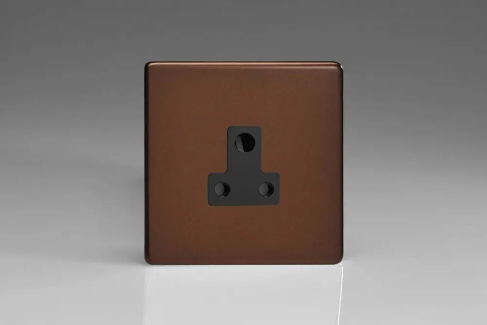 Varilight 1-Gang 5A Round Pin Plug Socket Mocha XDMRP5ABS