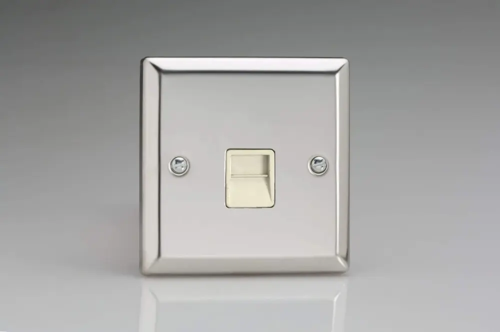 Varilight 1-Gang Telephone Master Plug Socket Mirror Shiny metal XCTMW