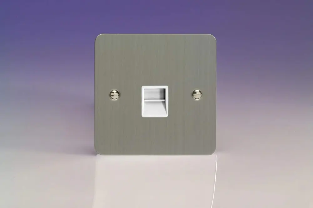 Varilight 1-Gang Telephone Master Plug Socket Satin-brushed Steel XFSTMW