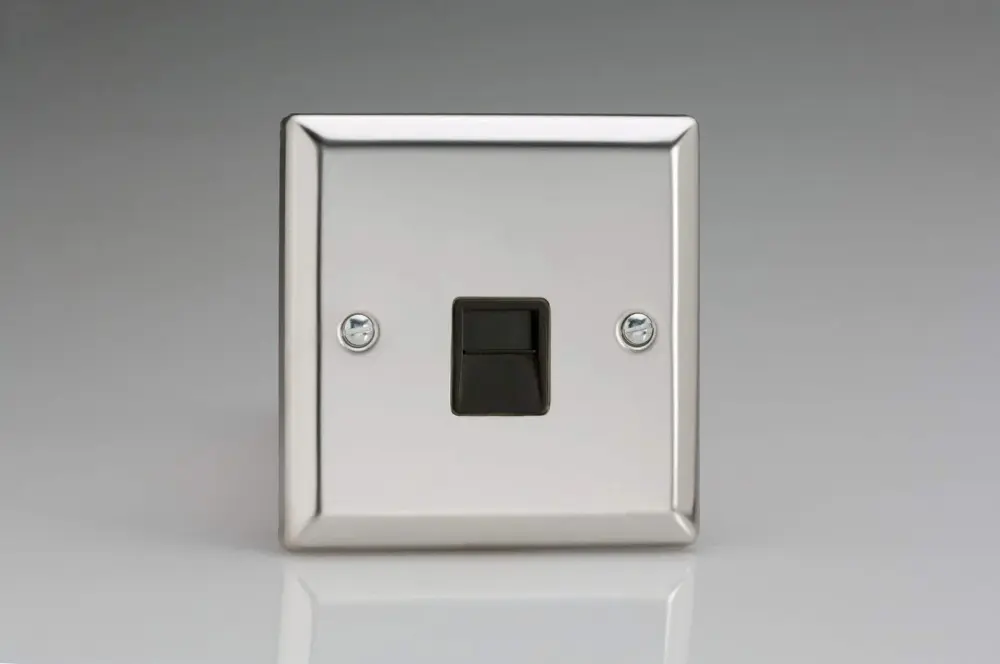 Varilight 1-Gang Telephone Master Plug Socket Mirror Shiny metal XCTMB
