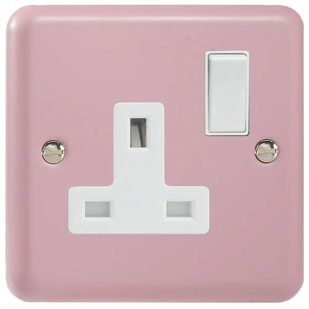 Varilight XY4W.RP 1-Gang (Single) 13 Amp Switched Plug Socket, Traditional Lily Rose Pink