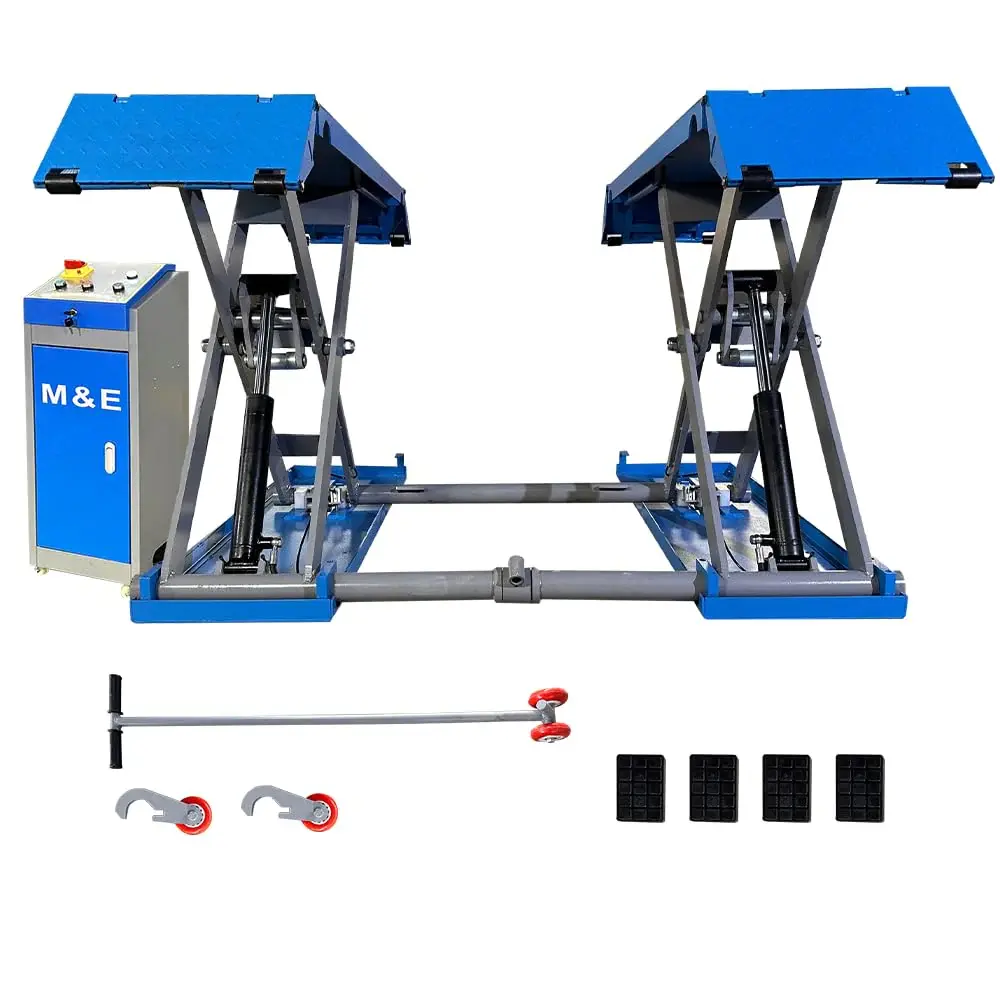 7700lbs Lifting Capacity Mid-Rise Scissor Lift 110V Pneumatic Release Mid Rise Lift Automotive Car Lift Jacks ME-8XP-110V