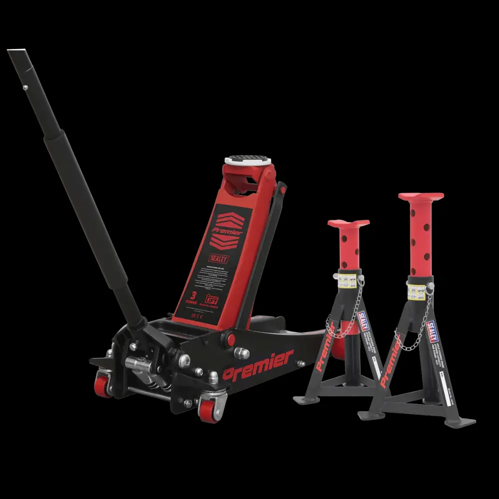 Sealey 3040ARCOMBO Trolley Jack 3t & Axle Stands (Pair) 3t per Stand Combo