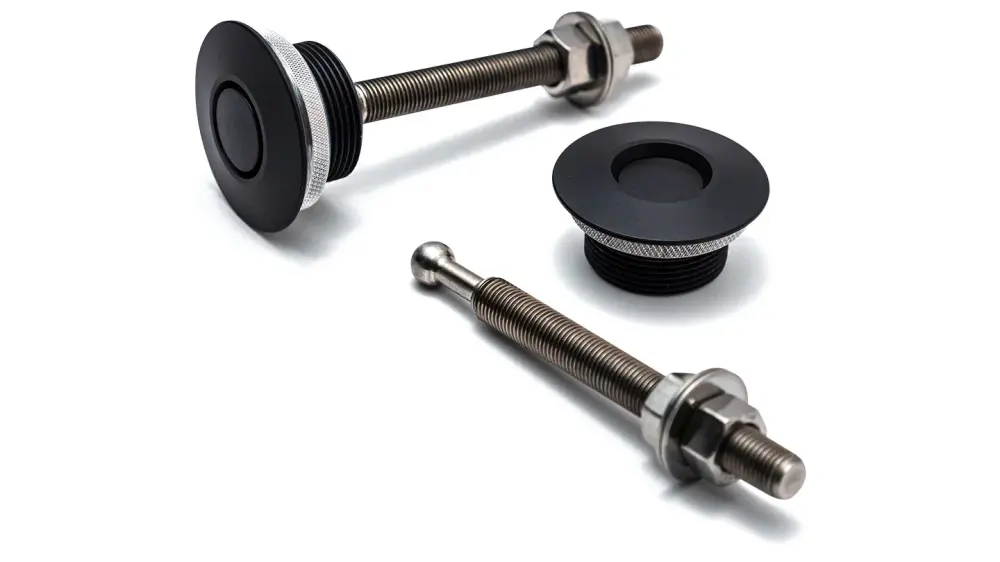 Black Quik-Latch Hood Pins 1.75 inch OD