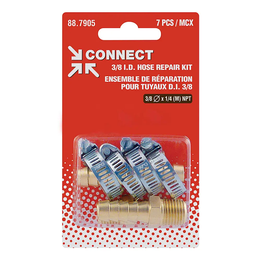 Repair Kit Compressed Air Hose 3/8'' Inside Diameter x 1/4 (M) NPT, 7 Pieces Permanent Seal