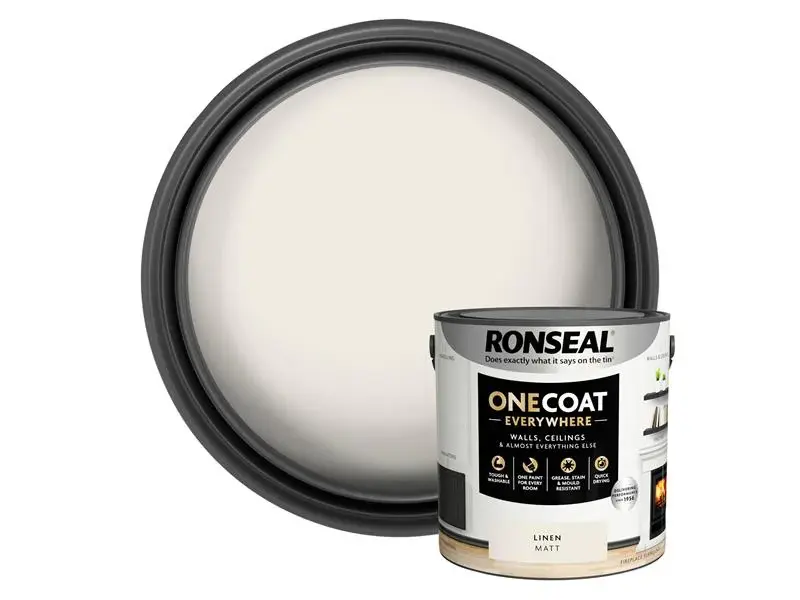 Ronseal One Coat Everywhere Interior Paint Flax Matt 2.5 litre