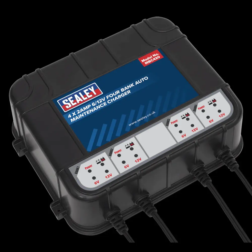 Heavy Duty Sealey MBC420 Four Bank 6/12V 8Amp (4 x 2A) Auto Maintenance Charger