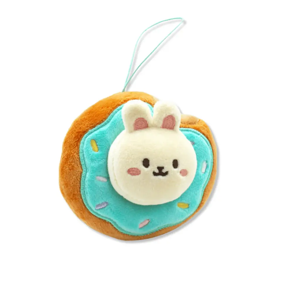 Leather BunnyRoll Donut Plush Keychain