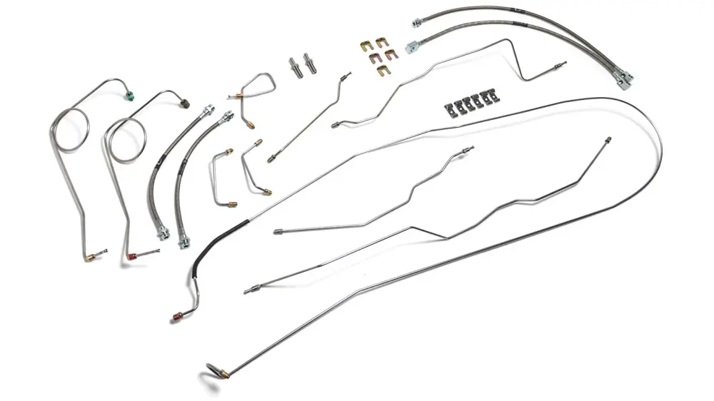 Brake Line Kit w/Hoses & Clips - Dana 44, Stain-resistant, 1971-75 Ford Bronco