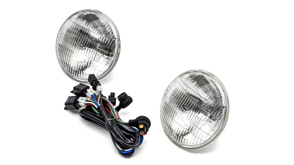 Halogen 7 inch Headlight Kit FoMoCo Script & Wiring Harness