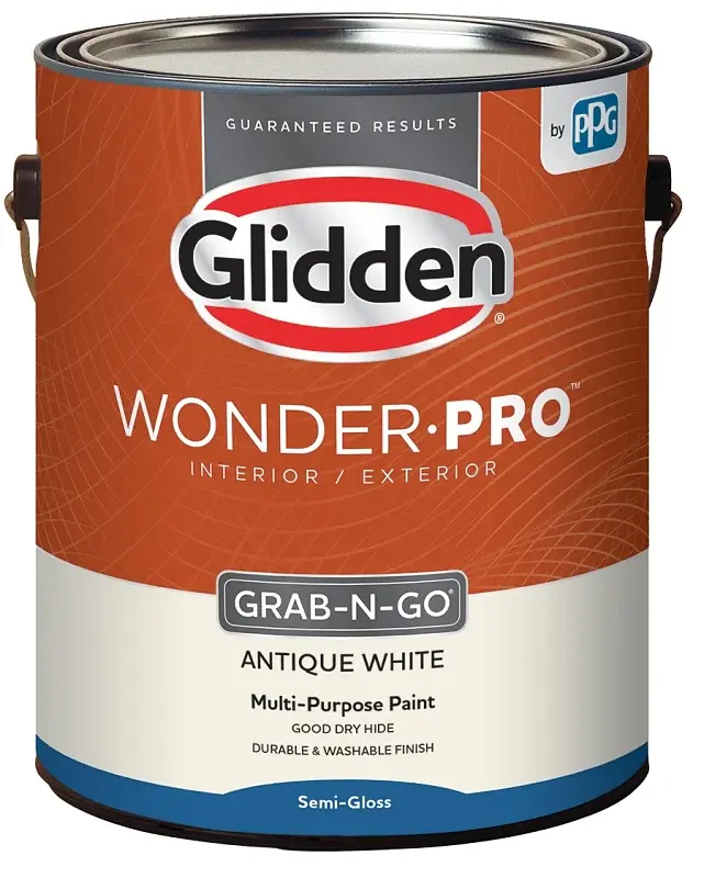 Glidden Wonder-Pro GLWP32AW/01 Interior/Exterior Paint, Semi-Gloss Sheen, Antique Pearl, 1 gal