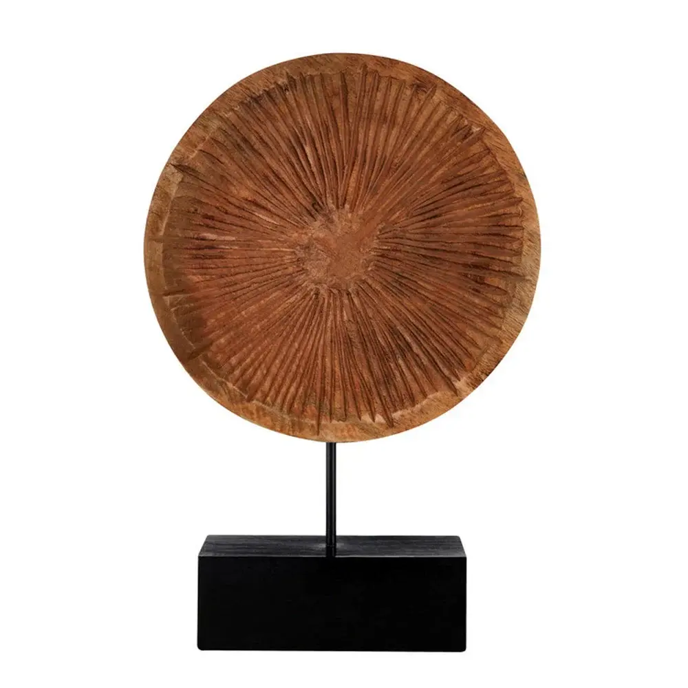 Carved Wooden Disc on Stand