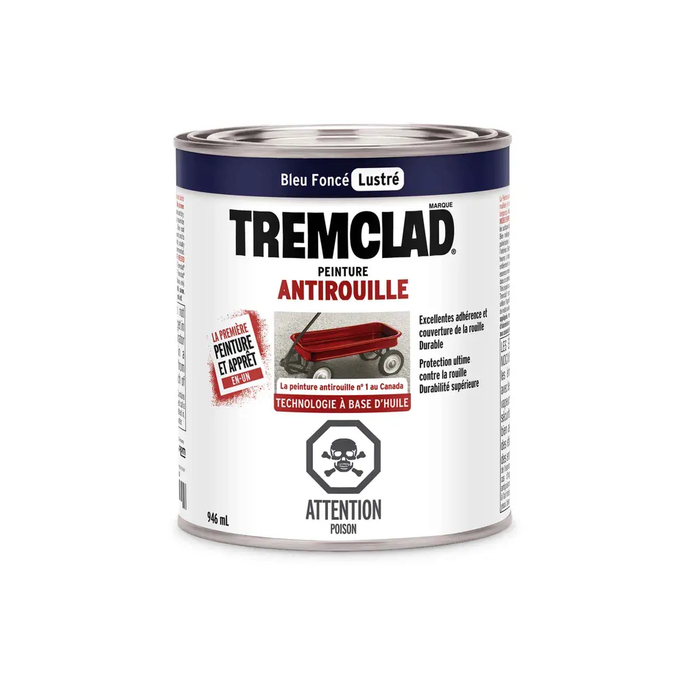 Tremclad Alkyd Rust Paint Gloss Rich Blue, 946 ml