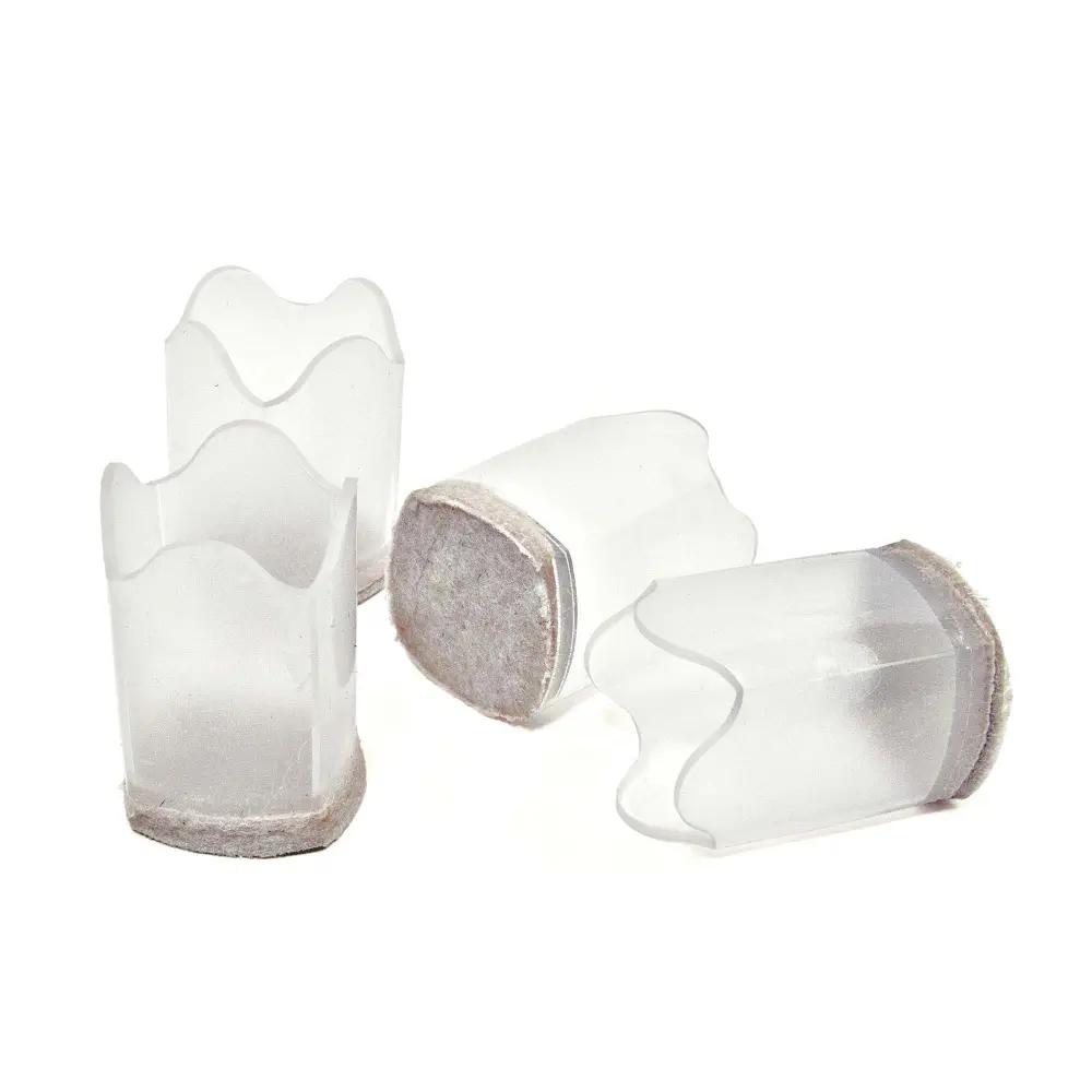 1'' to 1-1/4'' FUSION FELTAC Multi-purpose Transparent Leg Tips, 4-Pack