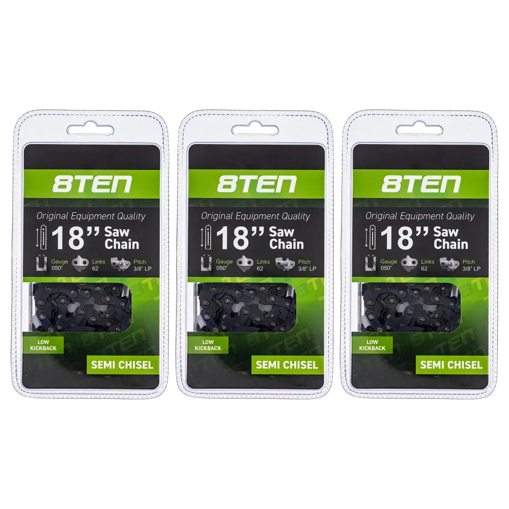 Chainsaw Chain 18 Inch .050 3/8 62DL Poulan Echo Husqvarna 91PX62CQ 576936562 585422162 63PM62E | SET THREE