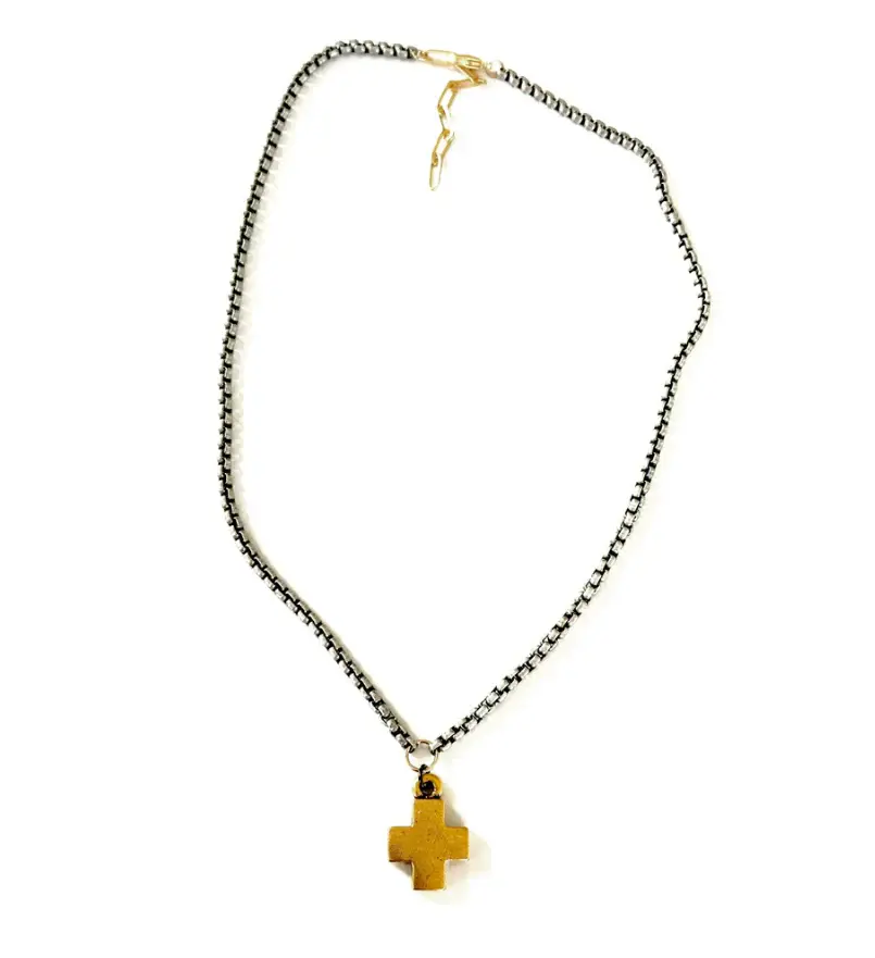 CV Designs Block Cross Necklace