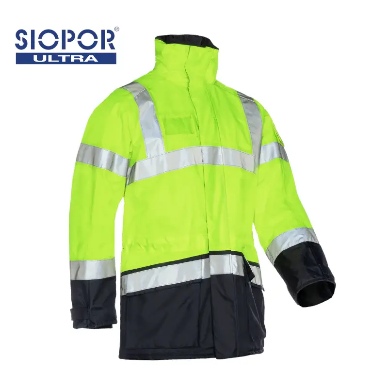 Sioen Lightflash Hi-Vis Winter Rain Jacket Yellow/Navy