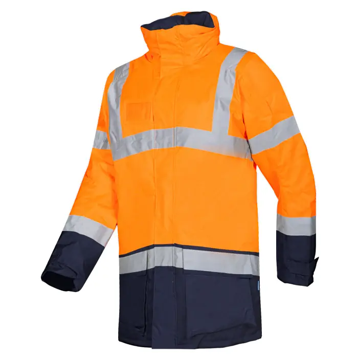 Sioen Lightflash Hi-Vis Winter Rain Jacket Orange/Navy