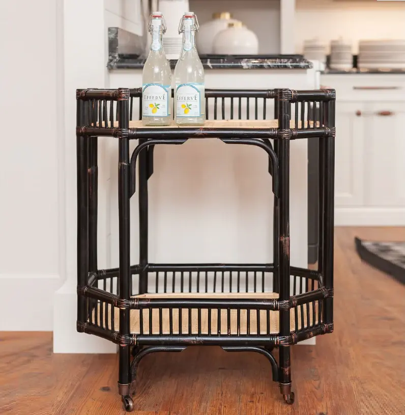 Weather-Resistant Wren Rattan Bar Cart