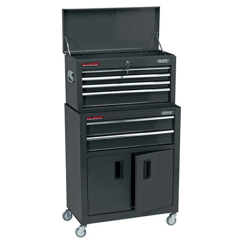 Draper RCTC6/BK Combined Roller Cabinet and Tool Chest, 6 Drawer, 24", Ebony - (19572)