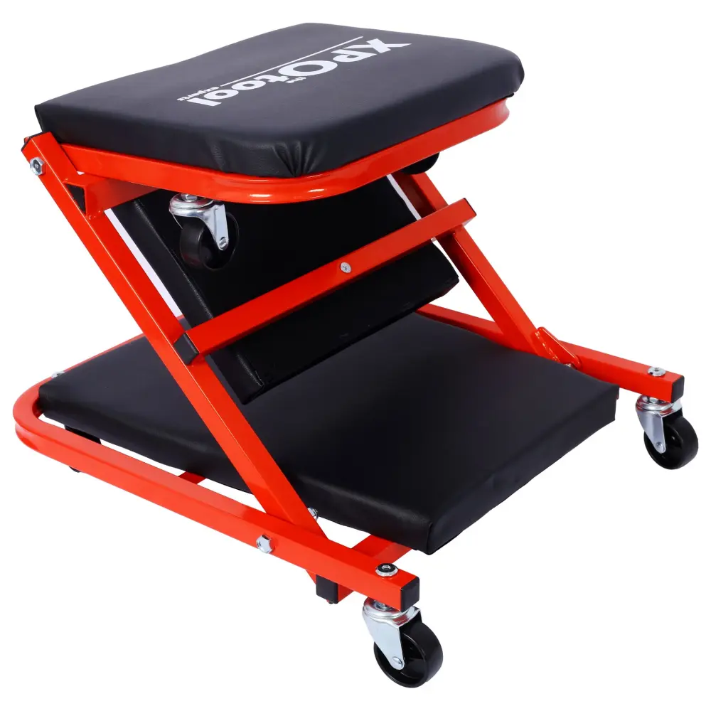 Mechanic Creeper, Z Creeper Seat 2 1 Low Profile 6 Wheels Reinforced Vinyl - Red